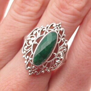 Chuck Clemency 925 Sterling Silver Real Zoisite Heart Ornate Ring Size 8.25